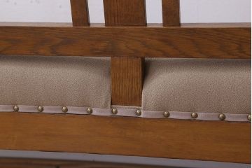 レトロ家具　古いナラ材のナチュラルレトロなアンティークソファベンチ