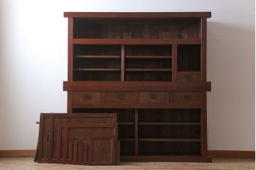 アンティーク家具　古民具・骨董　鏡板・前板欅材!味わい深いアンティーク金沢水屋箪笥