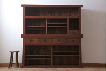 アンティーク家具　古民具・骨董　鏡板・前板欅材!味わい深いアンティーク金沢水屋箪笥
