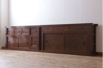 アンティーク家具　古民具・骨董　鏡板・前板欅材!味わい深いアンティーク金沢水屋箪笥