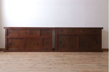 アンティーク家具　古民具・骨董　鏡板・前板欅材!味わい深いアンティーク金沢水屋箪笥