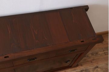 アンティーク家具　古民具・骨董　鏡板・前板欅材!味わい深いアンティーク金沢水屋箪笥