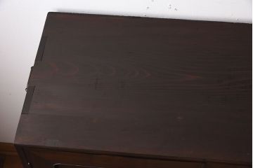 アンティーク家具　前面縞黒檀　衣装盆付き!小ぶりな観音箪笥(衣装箪笥)