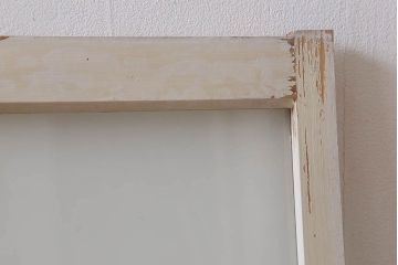 すり・結霜ガラス入り!杉材製枠の古い小さなガラス戸4枚セット(窓)