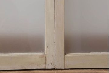すり・結霜ガラス入り!杉材製枠の古い小さなガラス戸4枚セット(窓)
