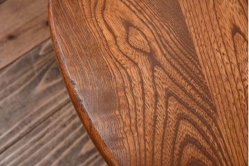 アンティーク家具　古い栓材製のシンプルなアンティーク丸ちゃぶ台
