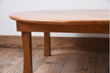 アンティーク家具　古い栓材製のシンプルなアンティーク丸ちゃぶ台