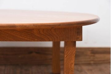 アンティーク家具　古い栓材製のシンプルなアンティーク丸ちゃぶ台
