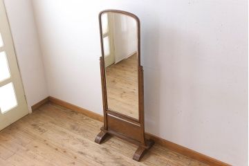 アンティーク雑貨　古い桑材製の上品なアンティーク姿見(ミラー・鏡)