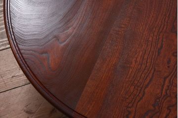 アンティーク家具　古い栓材製のシンプルなアンティーク丸ちゃぶ台(2)