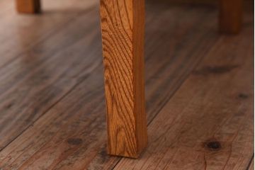 アンティーク家具　古い栓材製のシンプルなアンティーク丸ちゃぶ台(2)
