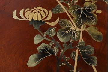 アンティーク雑貨　漆絵　楠木材製　漆塗りが美しい高級な木箱(小箱・収納箱)