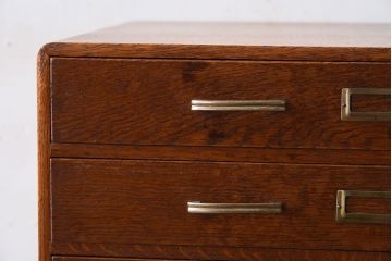 レトロ家具　ネームプレート付き!ナラ材製のレトロなアンティーク小引き出し
