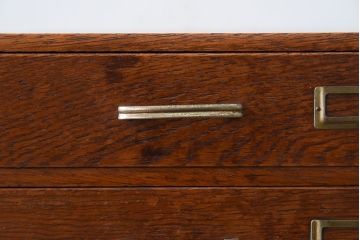 レトロ家具　ネームプレート付き!ナラ材製のレトロなアンティーク小引き出し