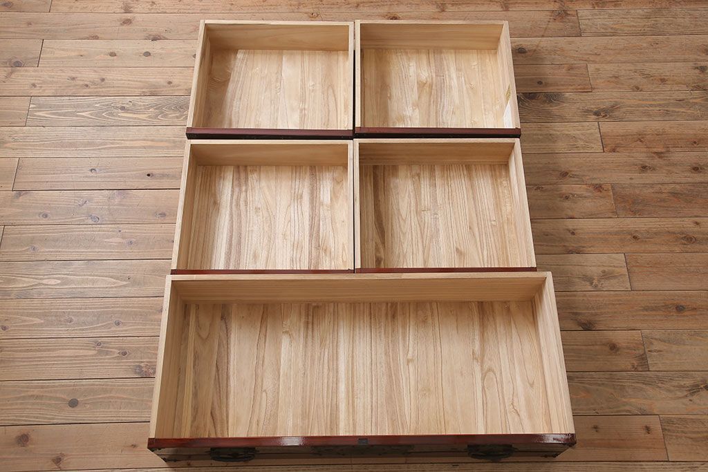 【N様ご成約分】中古　岩谷堂箪笥　手打ち金具　木地呂塗り　上質な重ね衣装箪笥