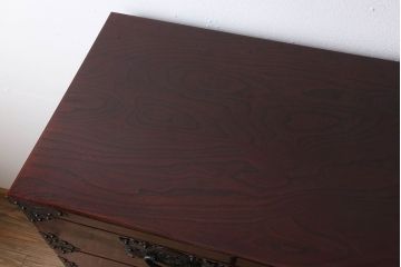 【N様ご成約分】中古　岩谷堂箪笥　手打ち金具　木地呂塗り　上質な重ね衣装箪笥