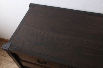 アンティーク家具　古民具・骨董　前面欅材製　江戸期の三国車箪笥