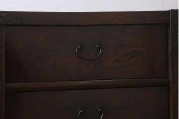 アンティーク家具　古民具・骨董　前面欅材製　江戸期の三国車箪笥