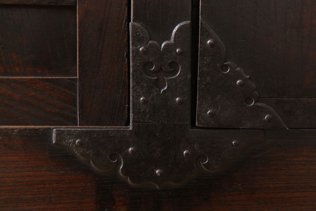 アンティーク家具　古民具・骨董　前面欅材製　江戸期の三国車箪笥