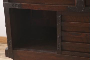 アンティーク家具　古民具・骨董　前面欅材製　江戸期の三国車箪笥