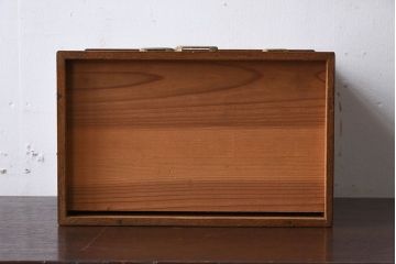 アンティーク雑貨　古い木製のレトロなアンティーク裁縫箱(小引き出し)