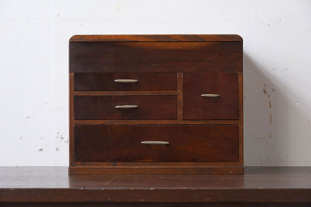 アンティーク雑貨　古い木製のレトロなアンティーク裁縫箱(小引き出し)