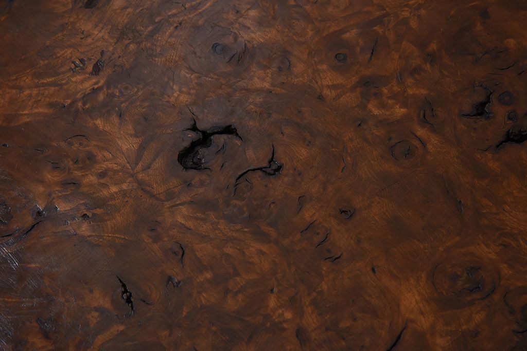 アンティーク雑貨　大正〜昭和期　瘤杢　古い栃材のアンティーク花台(飾り台)