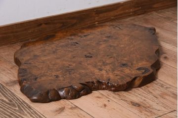 アンティーク雑貨　大正〜昭和期　瘤杢　古い栃材のアンティーク花台(飾り台)