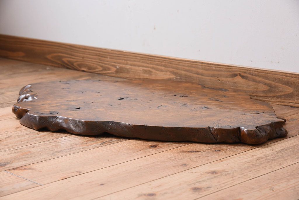 アンティーク雑貨　大正〜昭和期　瘤杢　古い栃材のアンティーク花台(飾り台)