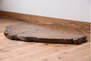 アンティーク雑貨　大正〜昭和期　瘤杢　古い栃材のアンティーク花台(飾り台)