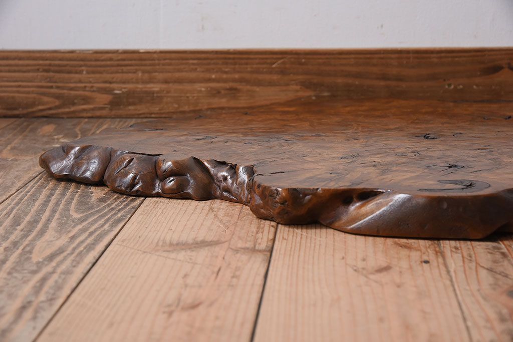 アンティーク雑貨　大正〜昭和期　瘤杢　古い栃材のアンティーク花台(飾り台)