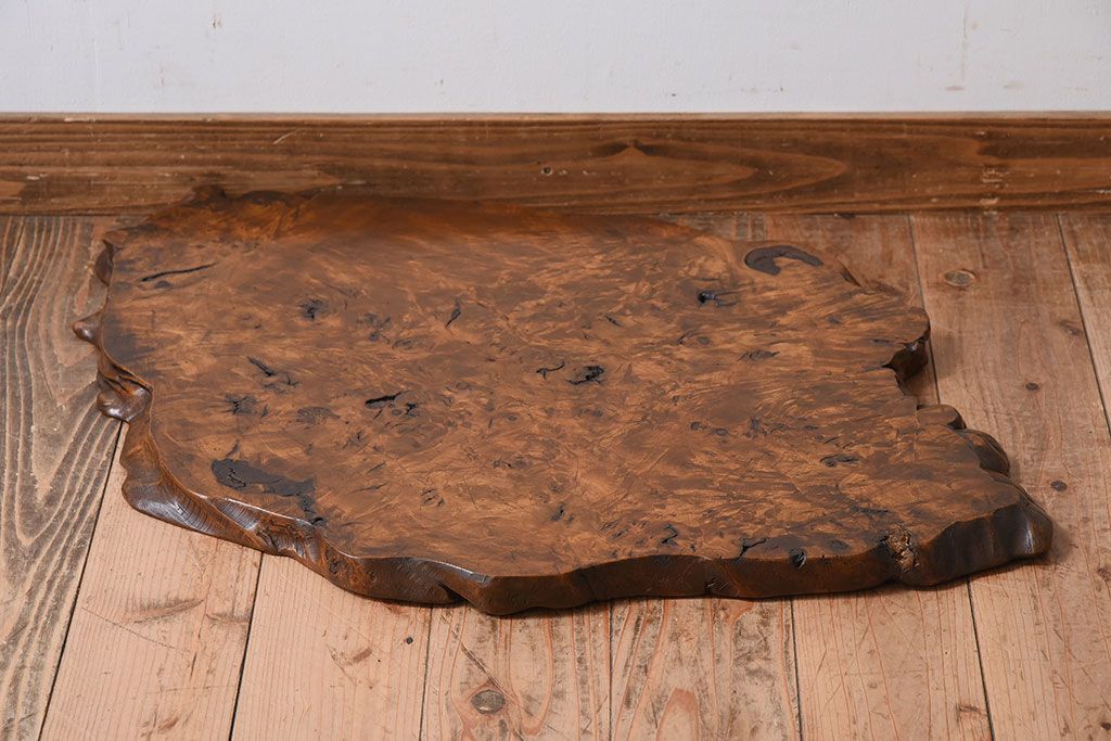 アンティーク雑貨　大正〜昭和期　瘤杢　古い栃材のアンティーク花台(飾り台)