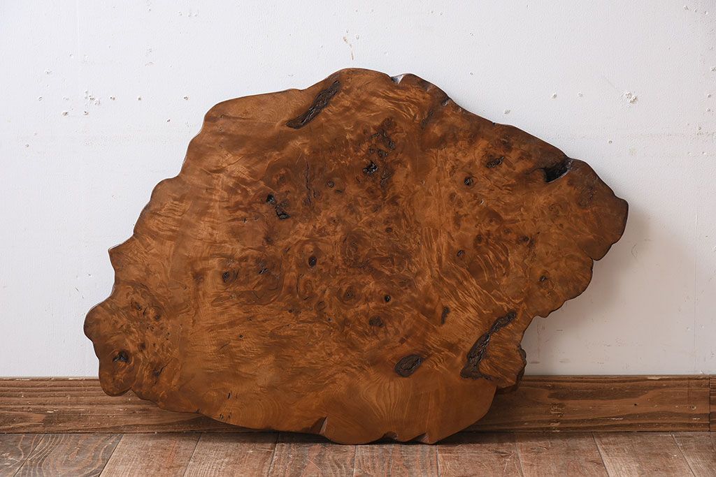 アンティーク雑貨　大正〜昭和期　瘤杢　古い栃材のアンティーク花台(飾り台)