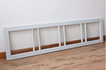 ダイヤガラス入り!フレンチグレーペイントのアンティーク明り取り(1)