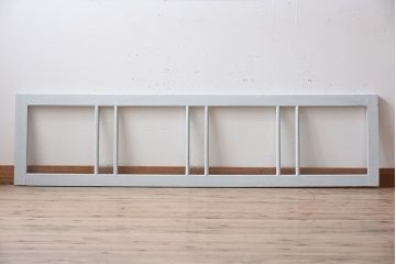 ダイヤガラス入り!フレンチグレーペイントのアンティーク明り取り(2)