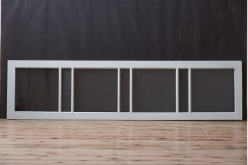 ダイヤガラス入り!フレンチグレーペイントのアンティーク明り取り(2)