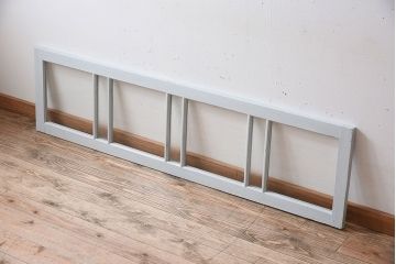 ダイヤガラス入り!フレンチグレーペイントのアンティーク明り取り(2)