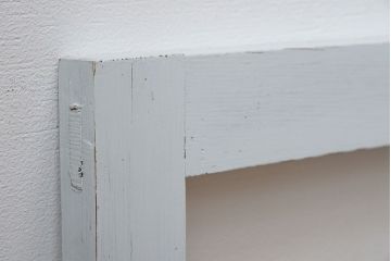 ダイヤガラス入り!フレンチグレーペイントのアンティーク明り取り(2)