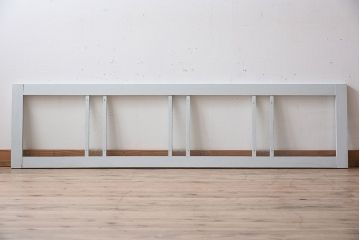 ダイヤガラス入り!フレンチグレーペイントのアンティーク明り取り(2)