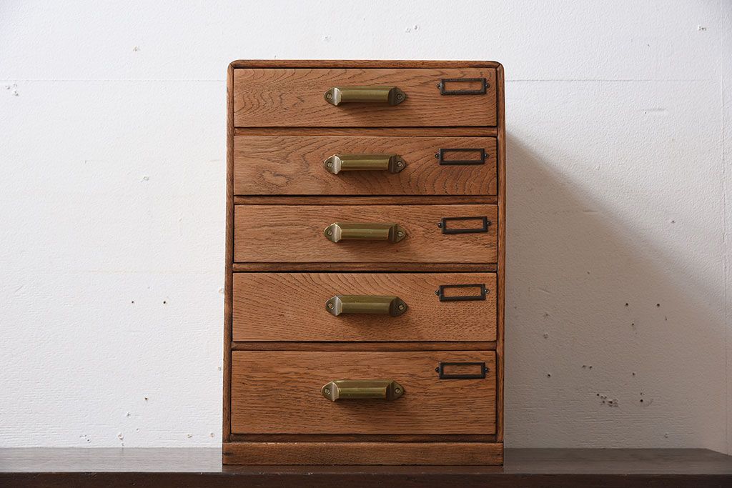 レトロ家具　ナラ材製!レトロかわいい小引き出し(2)
