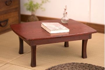 レトロ家具　小振りなサイズ!栓材製　レトロなアンティークちゃぶ台(飾り台)(1)