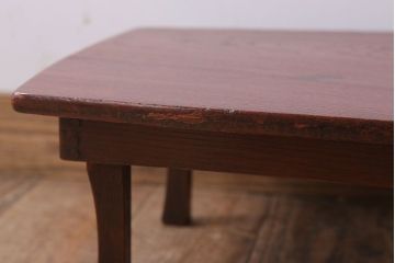 レトロ家具　小振りなサイズ!栓材製　レトロなアンティークちゃぶ台(飾り台)(1)