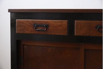 アンティーク家具　古民具・骨董　前面欅材・枠檜材製　明治期の古い時代箪笥サイドボード