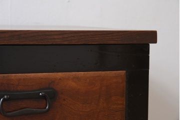 アンティーク家具　古民具・骨董　前面欅材・枠檜材製　明治期の古い時代箪笥サイドボード