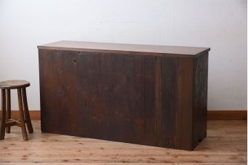 アンティーク家具　古民具・骨董　前面欅材・枠檜材製　明治期の古い時代箪笥サイドボード