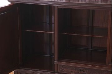 中古　民芸家具　唐木製　高級品!彫刻が素晴らしいサイドボード(キャビネット)(定価約220万円)