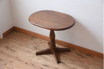 中古　北海道民芸家具　#481　楕円茶卓(サイドテーブル・カフェテーブル)