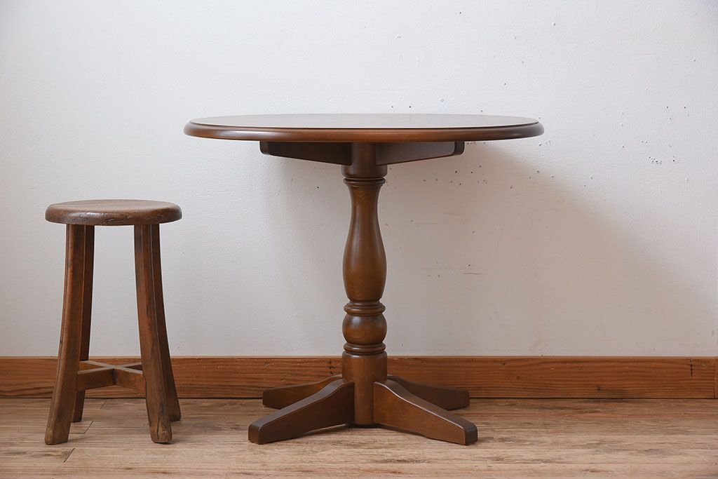 中古　北海道民芸家具　#481　楕円茶卓(サイドテーブル・カフェテーブル)