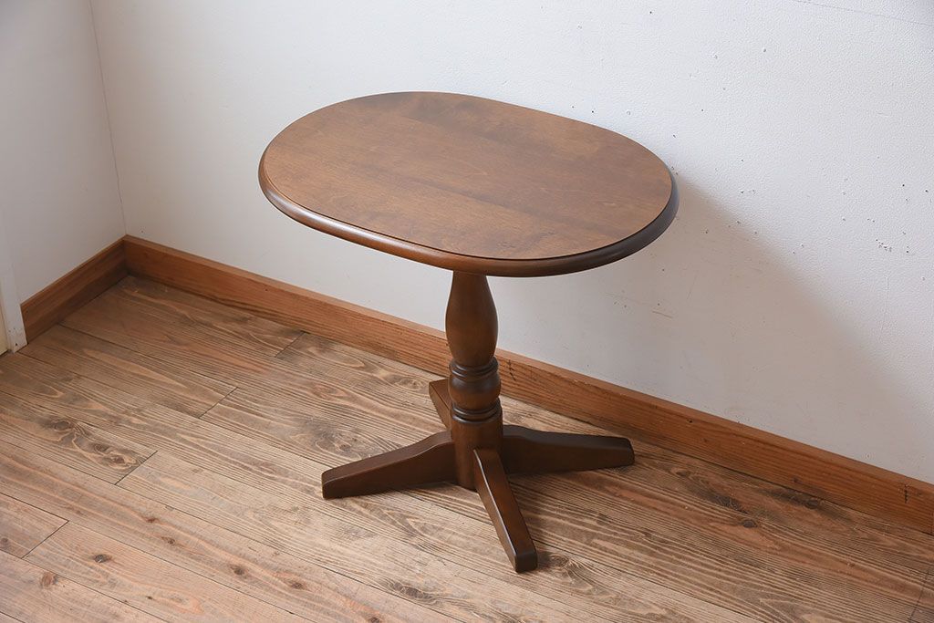 中古　北海道民芸家具　#481　楕円茶卓(サイドテーブル・カフェテーブル)