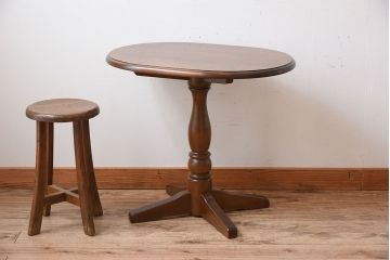 中古　北海道民芸家具　#481　楕円茶卓(サイドテーブル・カフェテーブル)